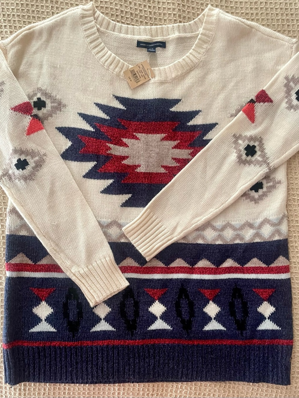 NWT American Eagle Outfitters Aztec Geometric Boho Sweater Wool Blend Pullover